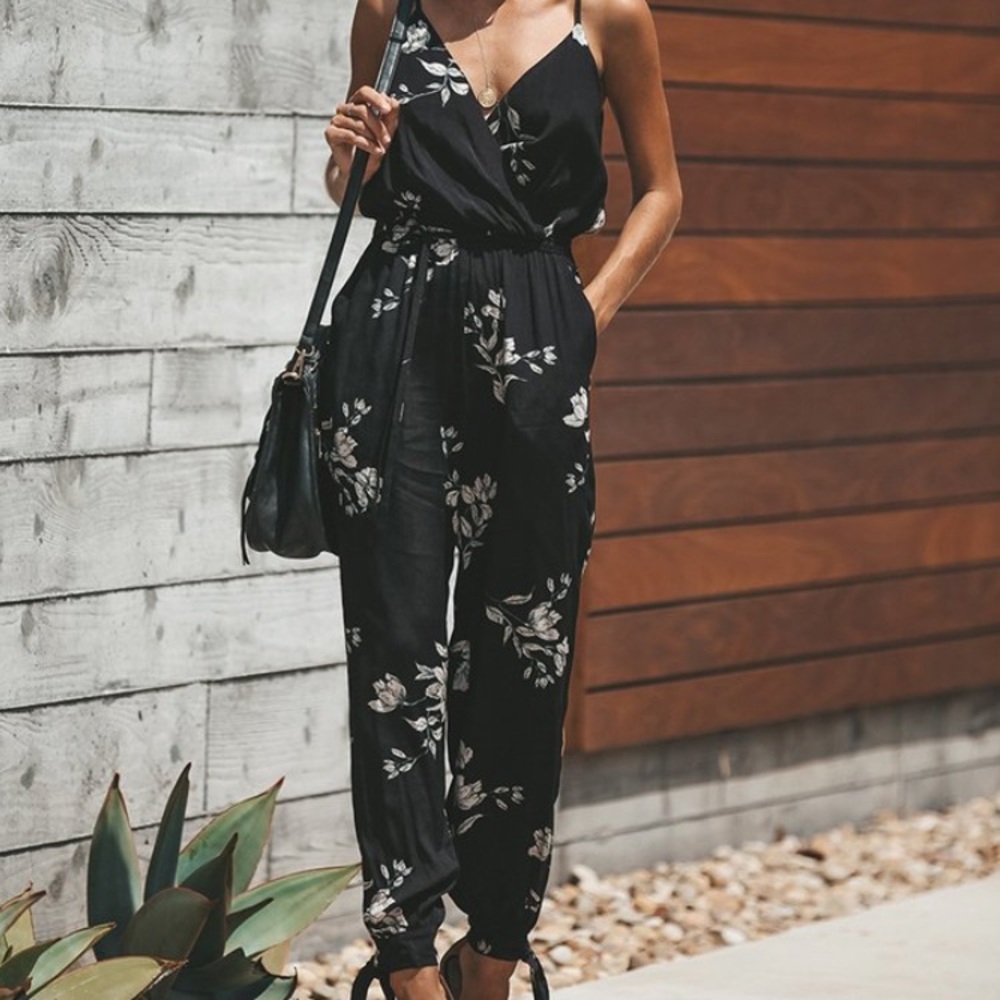 black floral jumpsuit
